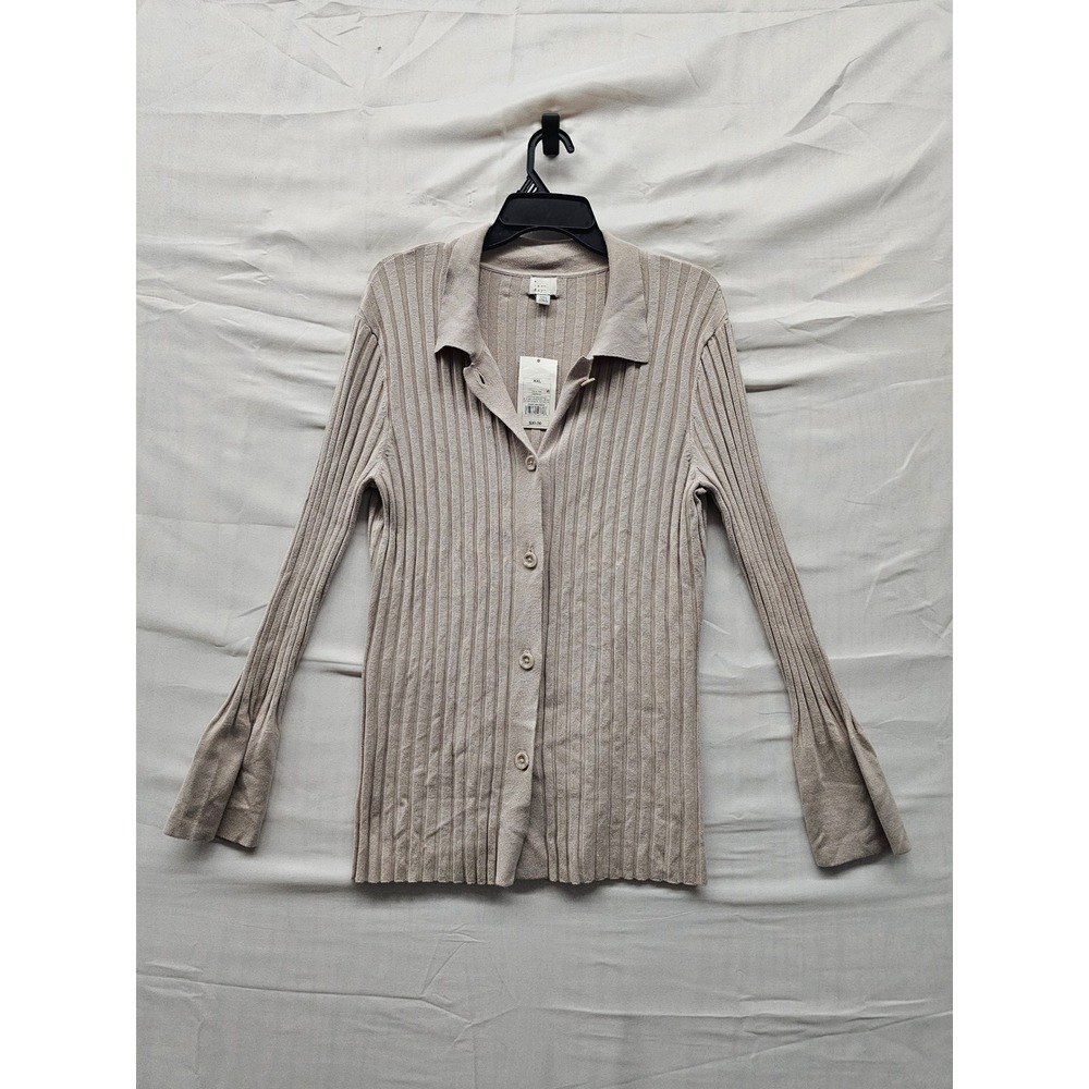A New Day Womens Cardigan Sweater Tan Viscose Blend Casual Size XXL